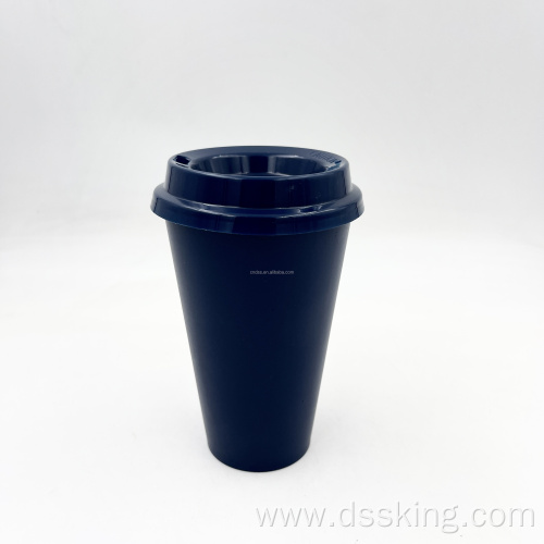 Double wall PP travel mug 16oz 500ml plastic cups reusable coffee cup with lids